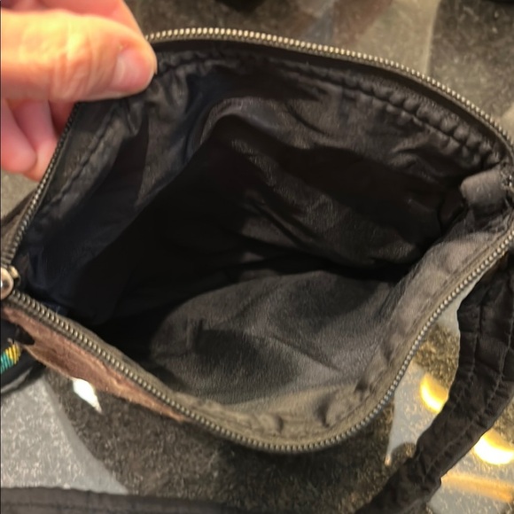 NWOT Artistic Black Crossbody Bag with Colorful Floral Design - Picture 4 of 6